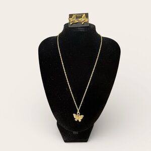 Charming Fashion Gold Butterfly Necklace & Earring Set